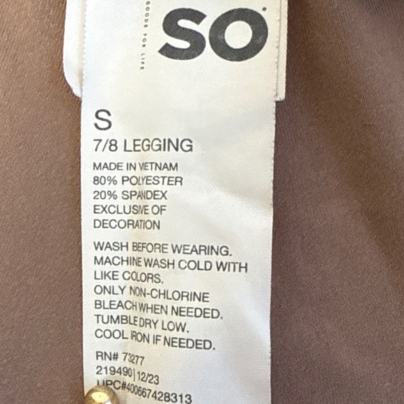 SO Womens High Waisted 7/8 Leggings Set Tan Crossover Twist & Black Small 2PK - Picture 15 of 16